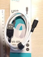 Кабель Vixion, VX-07i, Lightning 8-pin, 2 разъема, 2.4 А, 1 м, усиленный, белый - фото 8 от пользователя