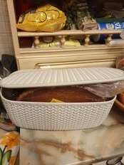 Хлебница пластик, 33.5х14х19 см, с разделочной доской, белый ротанг, Idea, Вязание, М 1187 - фото 4 от пользователя