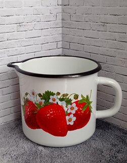 Кружка сталь, 1 л, Клубника садовая, Керченский металлургический завод, 40104-072/4, белая - фото 8 от пользователя