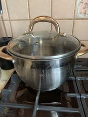 Кастрюля нержавеющая сталь, 2.6 л, с крышкой, крышка стекло, Daniks, Мадрид Gold, SD-318G, индукция - фото 4 от пользователя