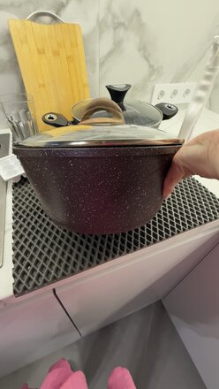 Кастрюля алюминий, антипригарное покрытие, 3 л, с крышкой, крышка стекло, Гурман, Coral, ГМк303КР, индукция - фото 4 от пользователя
