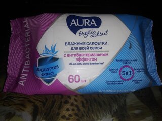 Салфетки влажные Aura, Тропический коктейль, антибактериальные, 60 шт - фото 2 от пользователя