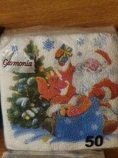 Салфетки бумажные Гармония Цвета, Дед Мороз, 50 шт, 1 слой, 24х24 см - фото 8 от пользователя