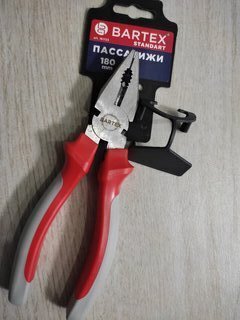 Пассатижи 180 мм, прямые, двухкомпонентный, углеродистая сталь, Bartex, Стандарт, 110022 - фото 3 от пользователя