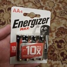 Батарейка Energizer, АА (LR06, LR6), Alkaline Max, алкалиновая, 1.5 В, блистер, 4 шт, E300157100/Кб727899 - фото 1 от пользователя