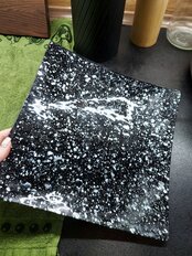 Тарелка обеденная, стекло, 24.5 см, квадратная, Y3-1637, черно-серебряная - фото 1 от пользователя