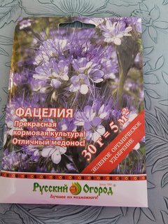 Семена Газон, Фацелия, 30 г, цветная упаковка, Русский огород - фото 7 от пользователя