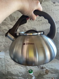 Чайник нержавеющая сталь, 3 л, со свистком, матовый, Daniks, Emerald, индукция, коричневый, DSC-8804 - фото 6 от пользователя