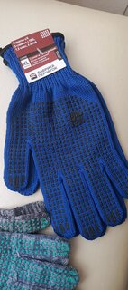 Перчатки х/б, ПВХ покрытие, точка, XL, 7.5 класс вязки, 6 нитей, синяя основа, двухслойные, Фабрика перчаток, европодвес - фото 2 от пользователя