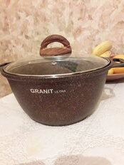 Кастрюля алюминий, антипригарное покрытие, 3 л, с крышкой, крышка стекло, круглая, Kukmara, Granit Ultra, кга32а, красная - фото 9 от пользователя