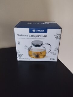 Чайник заварочный стекло, 0.6 л, с ситечком, с металлической крышкой, Daniks, Y4-6131 - фото 4 от пользователя