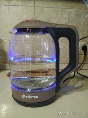 Чайник электрический Lofter, A01, бежевый, 1.8 л, 1500 Вт, скрытый нагревательный элемент, подсветка, стекло - фото 4 от пользователя