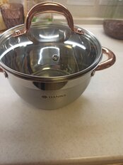 Кастрюля нержавеющая сталь, 2.6 л, с крышкой, крышка стекло, Daniks, Мадрид Gold, SD-318G, индукция - фото 5 от пользователя