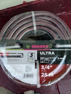 Шланг поливочный, 3/4 '', 19 мм, 18 атм, армированный, 25 м, 3 слоя, Grandy, Ultra, ПВХ, AGL063425-G - фото 2 от пользователя