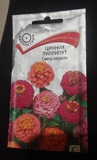 Семена Цветы, Цинния, Лиллипут смесь окрасок, 0.4 г, цветная упаковка, Поиск - фото 8 от пользователя