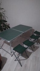 Стол складной металл, прямоугольный, 120х60х68.5 см, столешница МДФ, зеленый, Green Days, 4 стула - фото 1 от пользователя