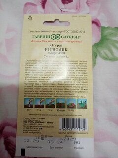 Семена Огурец, Гномик F1, Семена от автора, смарт-тип, цветная упаковка, Гавриш - фото 1 от пользователя