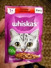 Корм для животных Whiskas, 75 г, для взрослых кошек 1+, рагу, говядина/ягнятина, пауч, G8477 - фото 1 от пользователя