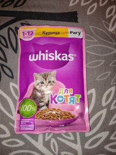 Корм для животных Whiskas, 75 г, для котят, 1-12 месяцев, рагу, курица, пауч, G8480 - фото 3 от пользователя