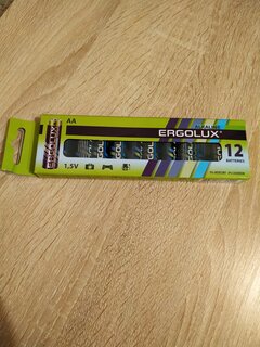 Батарейка Ergolux, АА (LR6, 15A), Alkaline, щелочная, 1.5 В, коробка, 12 шт, 11749 - фото 2 от пользователя