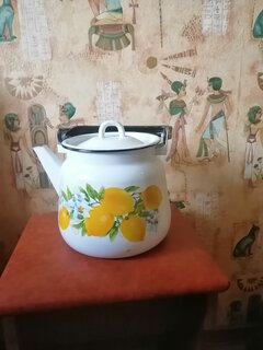 Чайник сталь, эмалированное покрытие, 3.5 л, петля, Сибирские товары, Лимоны, белый, С2716*97 - фото 2 от пользователя