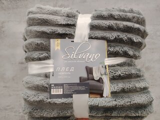 Плед евро, 200х220 см, велсофт, 100%пэ, Silvano, №51, серый - фото 1 от пользователя