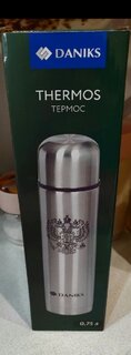 Термос нержавеющая сталь, 0.75 л, узкая горловина, Daniks, колба нержавеющая сталь, серебристый, SL-75Z - фото 2 от пользователя
