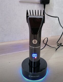 Машинка для стрижки BRAYER, 3400BR, аккумуляторная, 3 Вт, черная, 4 насадки, LED-дисплей - фото 1 от пользователя