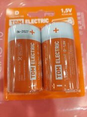 Батарейка TDM Electric, D (LR20), Alkaline, щелочная, 1.5 В, блистер, 2 шт, SQ1702-0012 - фото 1 от пользователя