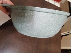 Кастрюля-жаровня алюминий, антипригарное покрытие, 4 л, с крышкой, крышка стекло, Kukmara, Фисташковый Мрамор, жмф42а - фото 4 от пользователя