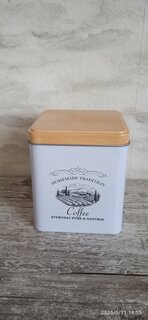 Банка для сыпучих продуктов, металл, 1.2 л, 10х10х12 см, с крышкой, Кофе, Y3-1189-2 - фото 4 от пользователя