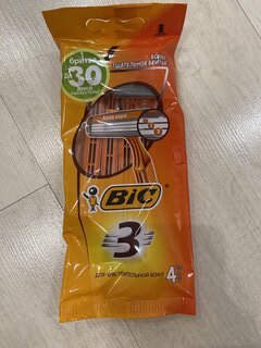 Станок для бритья Bic, Sensitive, для мужчин, 3 лезвия, 4 шт, одноразовые, 8729022 - фото 1 от пользователя