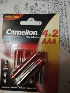 Батарейка Camelion, ААА (LR03, 24A), Plus Alkaline, щелочная, 1.5 В, блистер, 4+2 шт, 15307 - фото 6 от пользователя