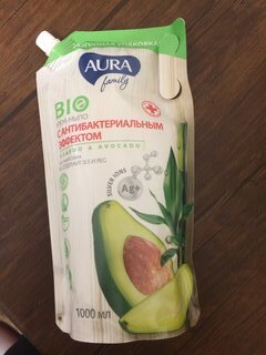 Крем-мыло жидкое Aura, Family, Бамбук и Авокадо, антибактериальное, 1 л, дой-пак - фото 9 от пользователя