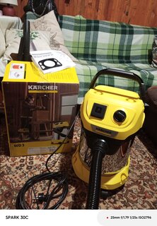 Пылесос Karcher, WD 3 P S V-17/4/20, 1000 Вт, с контейнером, 17 л, сухая и влажная уборка - фото 1 от пользователя