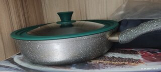 Крышка для посуды стекло, Daniks, Emerald, кнопка силикон, зеленая, 24/26/28 см, GLM-242628-2 - фото 8 от пользователя