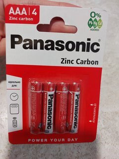 Батарейка Panasonic, ААА (LR03, R3), Zinc-carbon, солевая, 1.5 В, блистер, 4 шт - фото 1 от пользователя