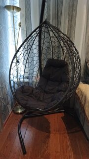 Подвесное кресло 1-мест, 98х72х186 см, 120 кг, Капля, коричневое, ротанг, подушка коричневая, 11020205 - фото 6 от пользователя