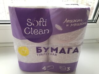 Туалетная бумага Softi Clean, 3 слоя, 4 шт, 15.24 м, с втулкой, белая - фото 5 от пользователя