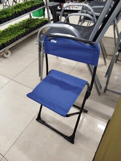 Стул складной 4х - опорный, усиленный, со спинкой, металл, 37 см, 90 кг, синий, Nika, ПС3/С - фото 1 от пользователя
