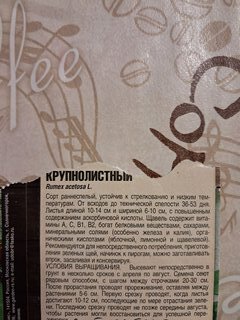 Семена Щавель, Крупнолистный, 1 г, цветная упаковка, Тимирязевский питомник - фото 7 от пользователя
