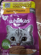 Корм для животных Whiskas, 75 г, для взрослых кошек 1+, паштет, курица/индейка, пауч, G8475 - фото 1 от пользователя