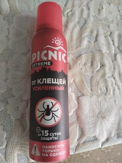 Репеллент от кровососущих насекомых, клещей, аэрозоль, Picnic, Extreme, 150 мл, 4650056492524 - фото 2 от пользователя