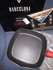Сковорода-гриль алюминий, 28 см, антипригарное покрытие, Daniks, Barcelona Кэролл, индукция, GRL-2828-RD-BLK-IND - фото 3 от пользователя