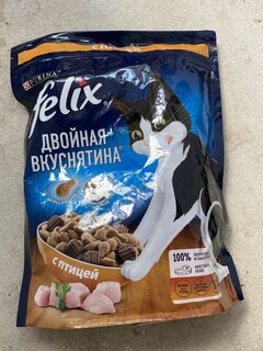 Корм для животных Феликс, Двойная вкусятина, 600 г, для взрослых кошек, сухой, курица, пакет, 12498661 - фото 1 от пользователя