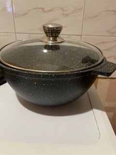 Казан алюминий, антипригарное покрытие, 4 л, Granit Perfection black, с крышкой, Алтей, 04-0450-310 - фото 1 от пользователя