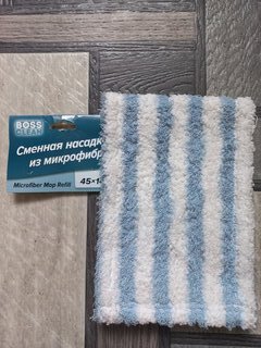 Сменный блок для швабры микрофибра, 45х14 см, бело-голубой, Bossclean, Bossclean, SR54203R - фото 5 от пользователя